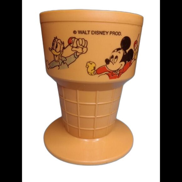 1970s Vintage Walt Disney Ice Cream Cone Cup Mickey Minnie Mouse Pluto Donald - Picture 1 of 6